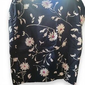 Talbots Black and White Floral Midi Skirt